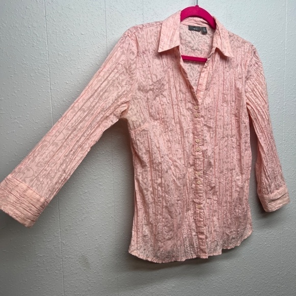 Apt.9 Embroidered Eyelet Soft Girl Fairy Prairie Cottage Pink Top Womens Medium - Picture 5 of 13